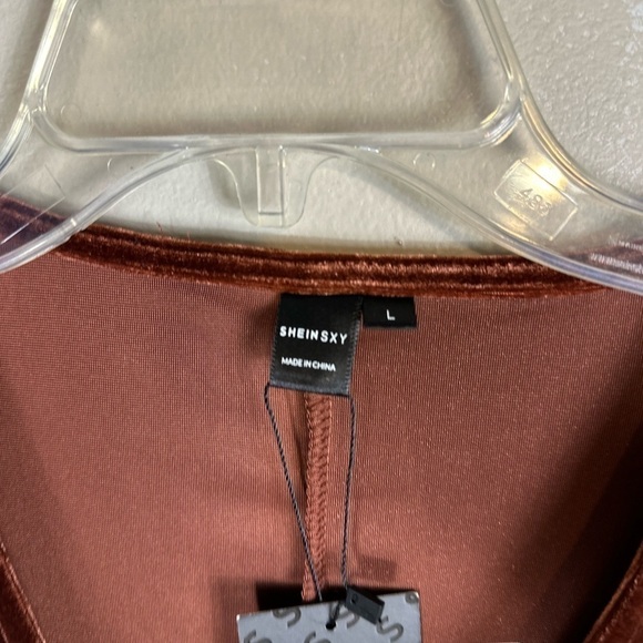SHEIN sexy large brown nwt  deep vneck mini sash - Picture 5 of 7